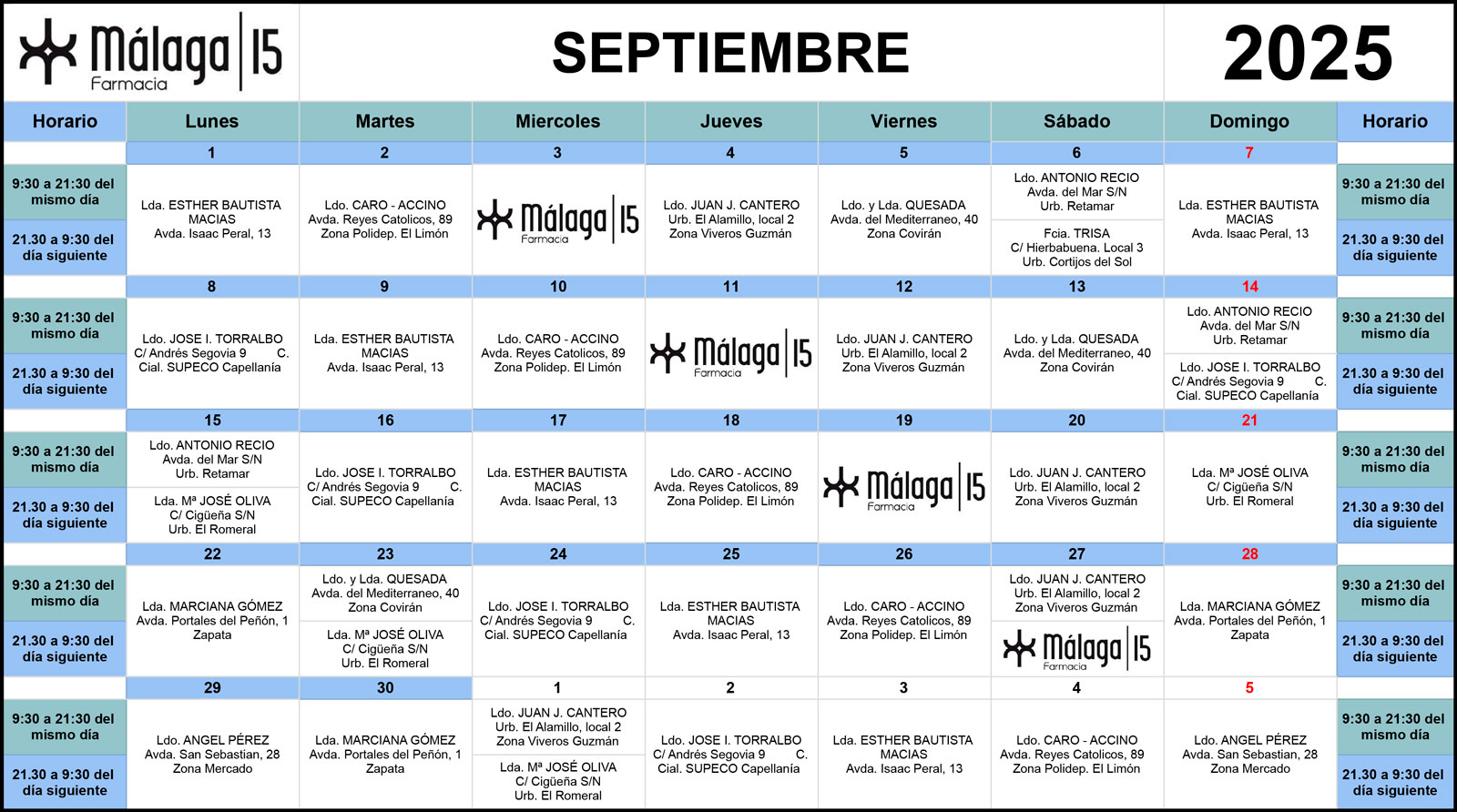 Guardias Septiembre Farmacia Malaga 15